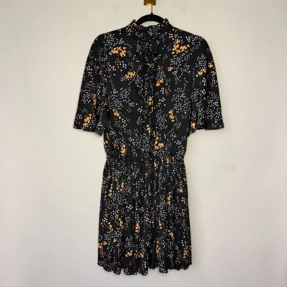 Zadig & Voltaire Dark Floral Pleated Reversible Dress Size M - Picture 3 of 5